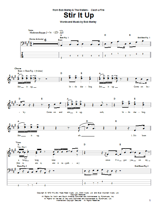 Produktgalerie: Seite 1 von 1 Stir It Up, Bob Marley, E-Bass