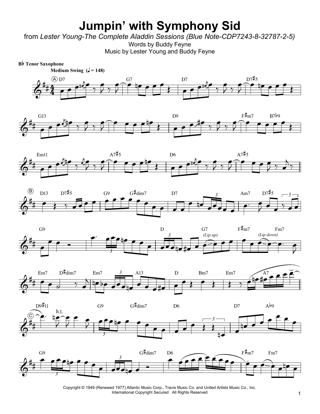 Product gallery: Page 1 of 1 Jumpin' With Symphony Sid, Lester Young