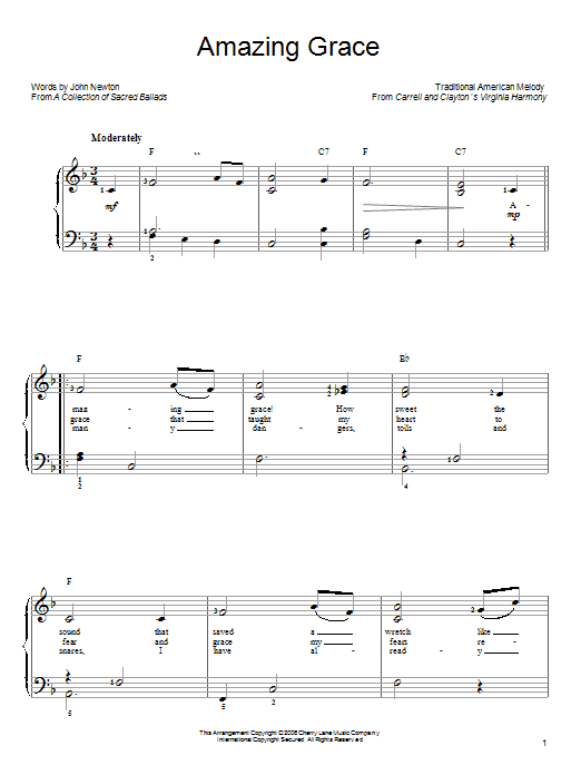 Produktgalerie: Seite 1 von 1 Amazing Grace, John Newton, Klavier