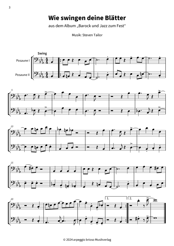 Product gallery: Page 1 of 7 Wie swingen deine Blätter - aus dem Album Barock und Jazz zum Fest, , (Trombone duet)
