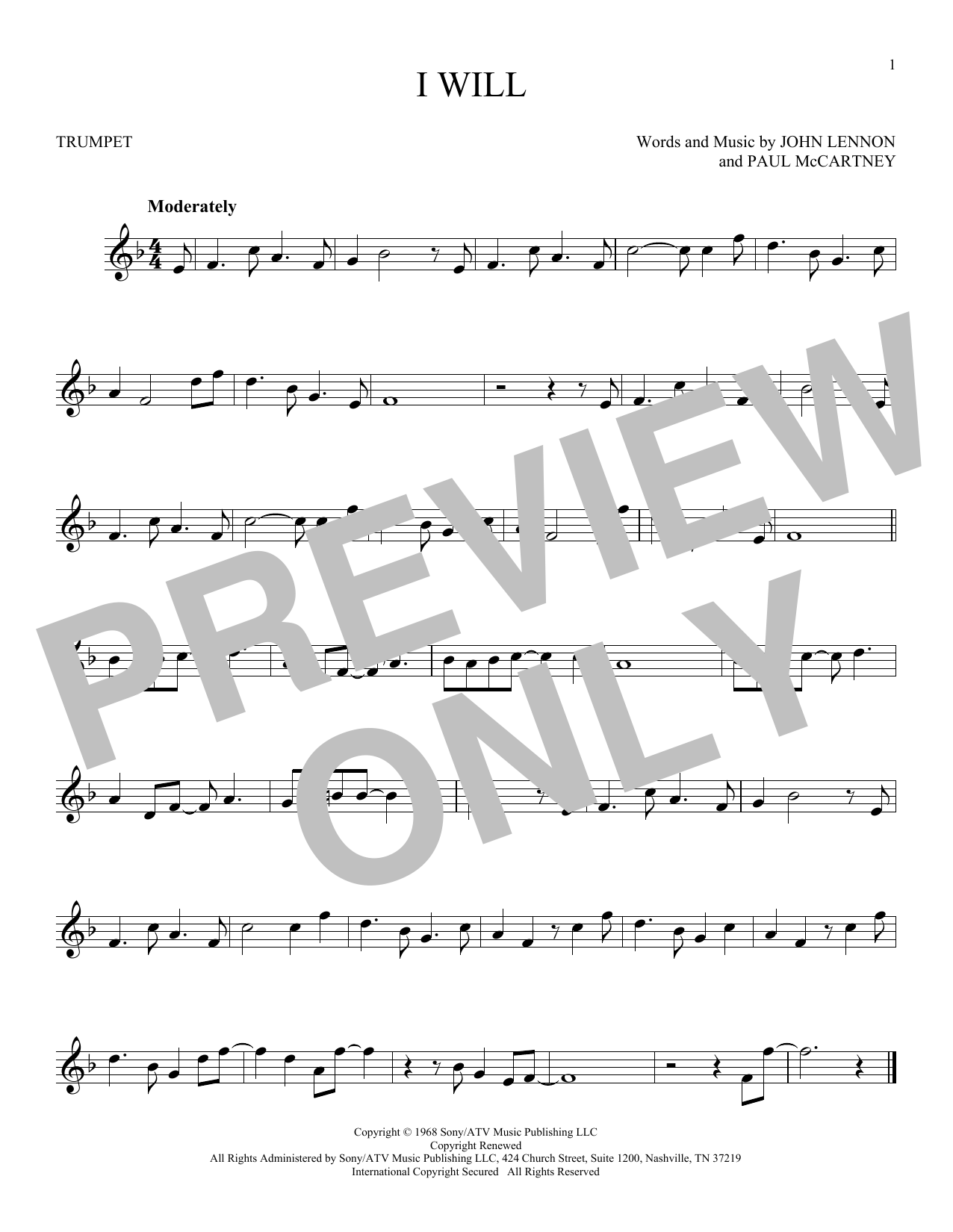 Produktgalerie: Seite 1 von 1 I Will, The Beatles, Trompete