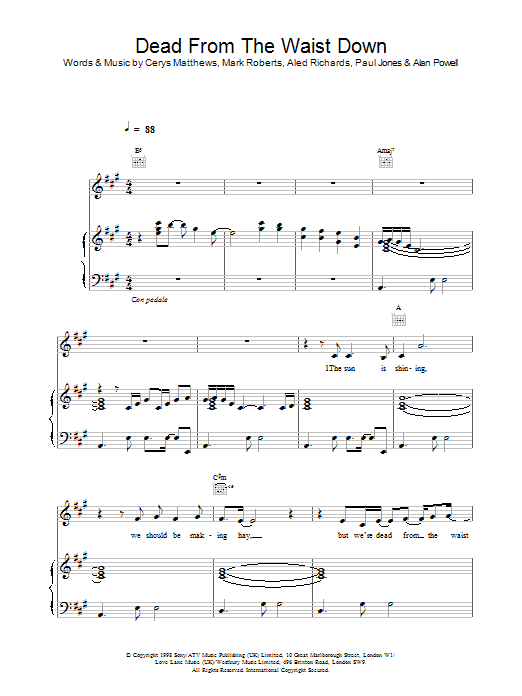 Produktgalerie: Seite 1 von 1 Dead From The Waist Down, Catatonia, Gesang, Gitarre, Klavier