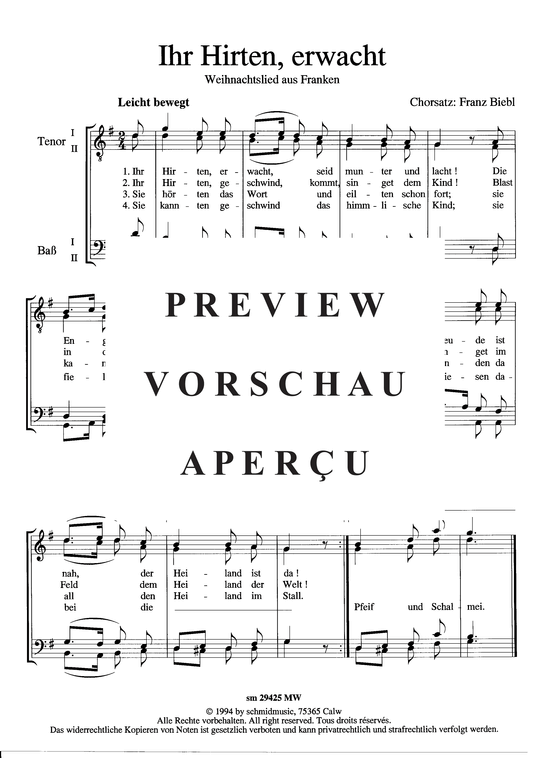 Product picture to: Ihr Hirten erwacht Weihnachtslied aus Franken