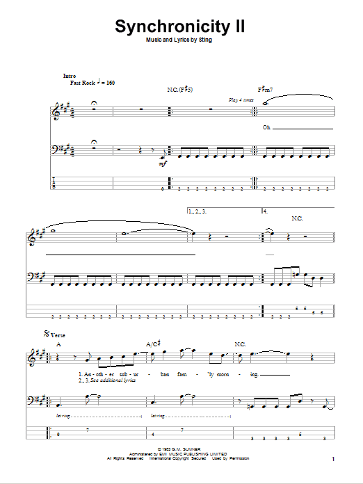 Produktgalerie: Seite 1 von 1 Synchronicity II, The Police, E-Bass