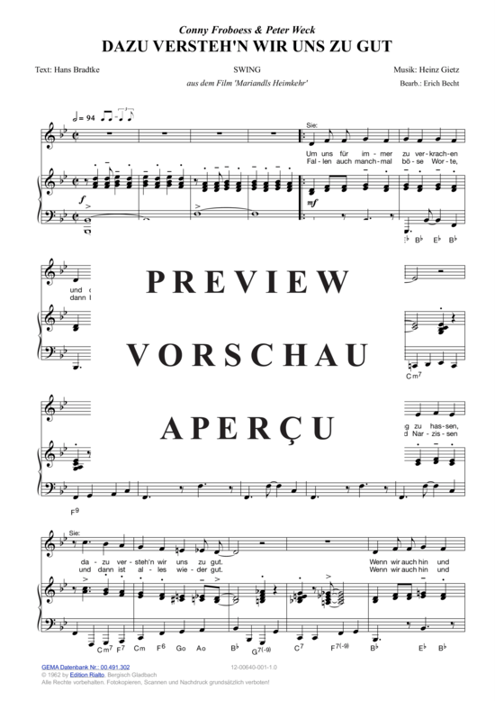 Produktgalerie: Seite 3 von 3 Dazu verstehn wir uns zu gut , Froboess, Conny/Weck, Peter, Klavier und Gesang