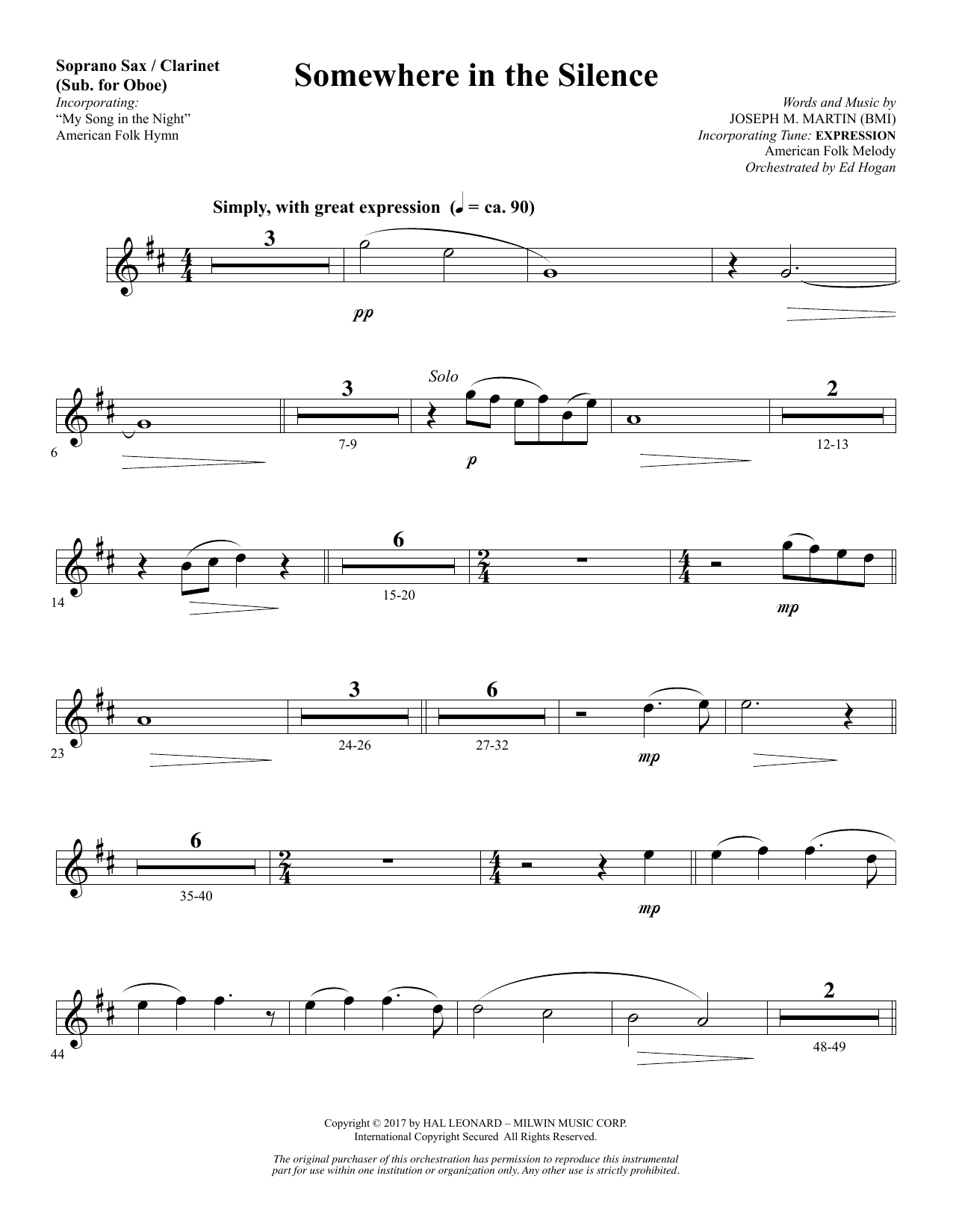Produktbild zu: Somewhere in the Silence - Soprano Sax/Clarinet(sub oboe)