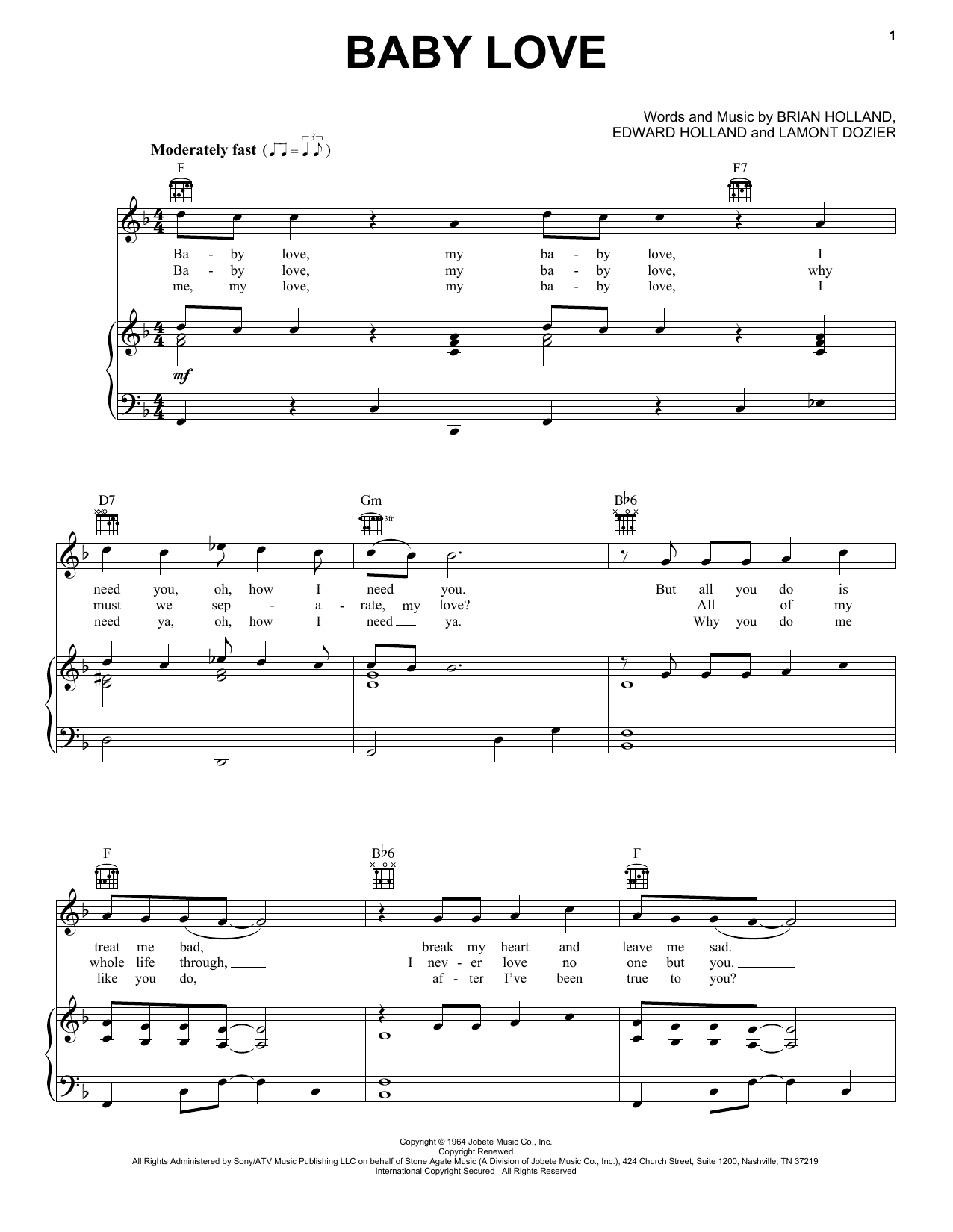 Produktgalerie: Seite 1 von 1 Baby Love, The Supremes, Gesang, Gitarre, Klavier