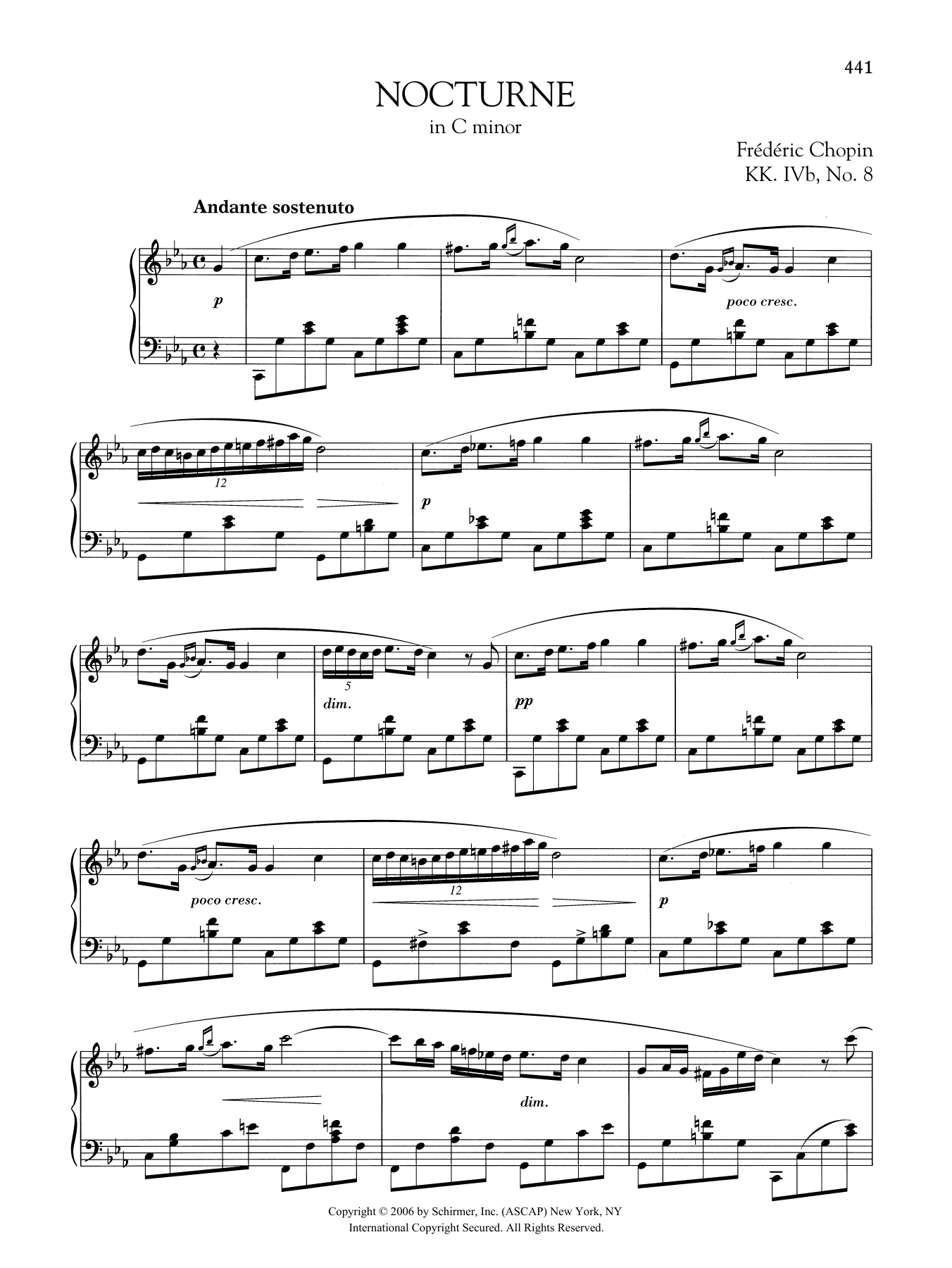 Product gallery: Page 1 of 1 Nocturne in C minor, KK. IVb, No. 8, Frédéric Chopin