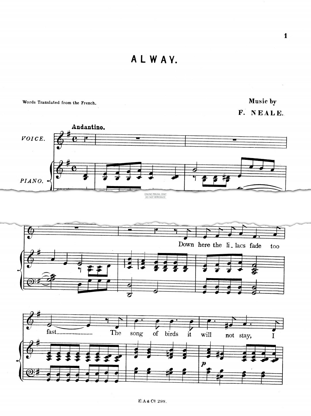 Produktgalerie: Seite 1 von 1 Alway, F Neale, Gesang, Klavier