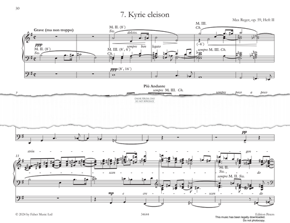Product gallery: Page 1 of 1 Kyrie Eleison (from 'Twelve Pieces' Op.59, Vol II), Max Reger