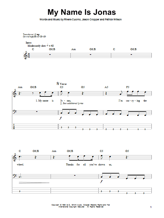 Produktgalerie: Seite 1 von 1 My Name Is Jonas, Weezer, E-Bass