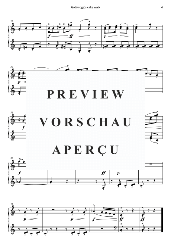 Produktgalerie: Seite 6 von 6 Golliwogg´s cake walk - Vereinfacht in C-Dur - Leicht & swingend für Wiedereinsteiger, , Klavier Solo
