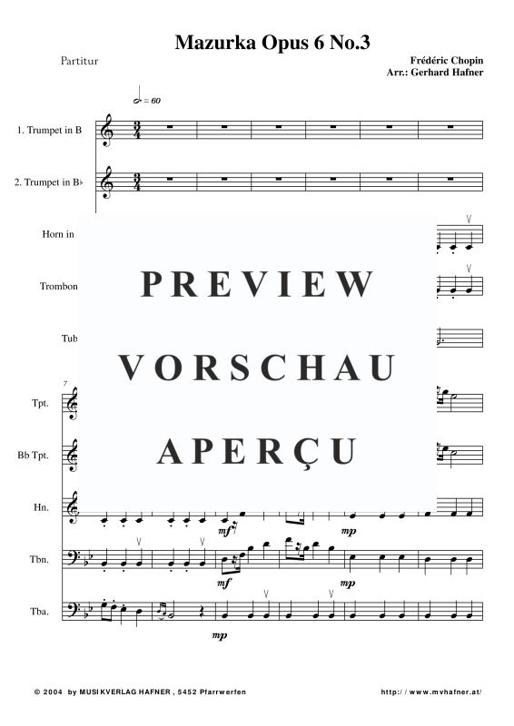 Produktgalerie: Seite 4 von 11 Mazurka Opus 6 No.3, , (Blechbläser Quintett)
