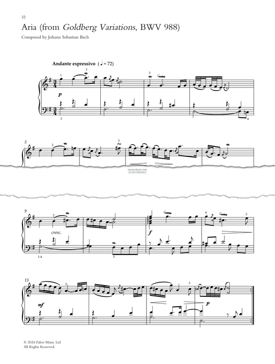 Produktgalerie: Seite 1 von 1 Aria (from 'Goldberg Variations', BWV 988), Johann Sebastian Bach, Klavier