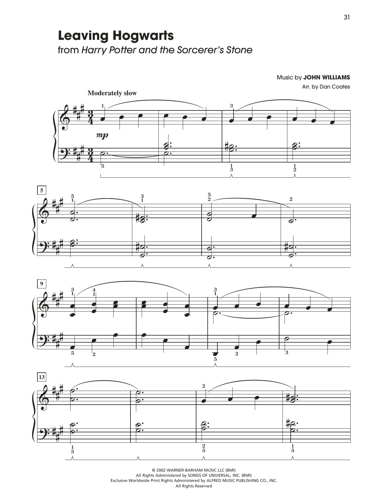 Produktbild zu: Leaving Hogwarts (from Harry Potter) (arr. Dan Coates)