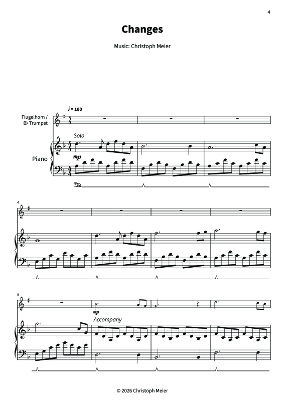 gallery: Changes - Gentle Melodies for Weddings, Church, and Other Occasions, , Trompete in B und Klavier