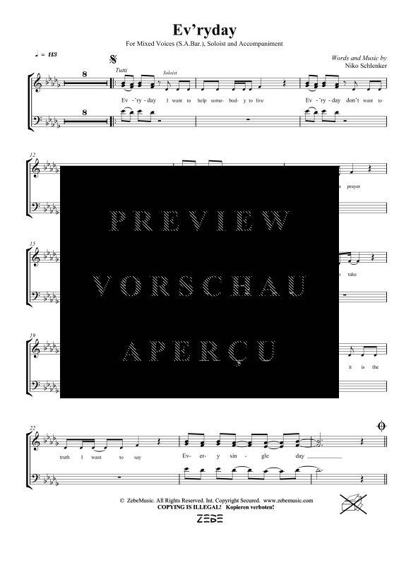 gallery: Ev´ryday, , Gemischter Chor SAM/Solo opt. und Klavier