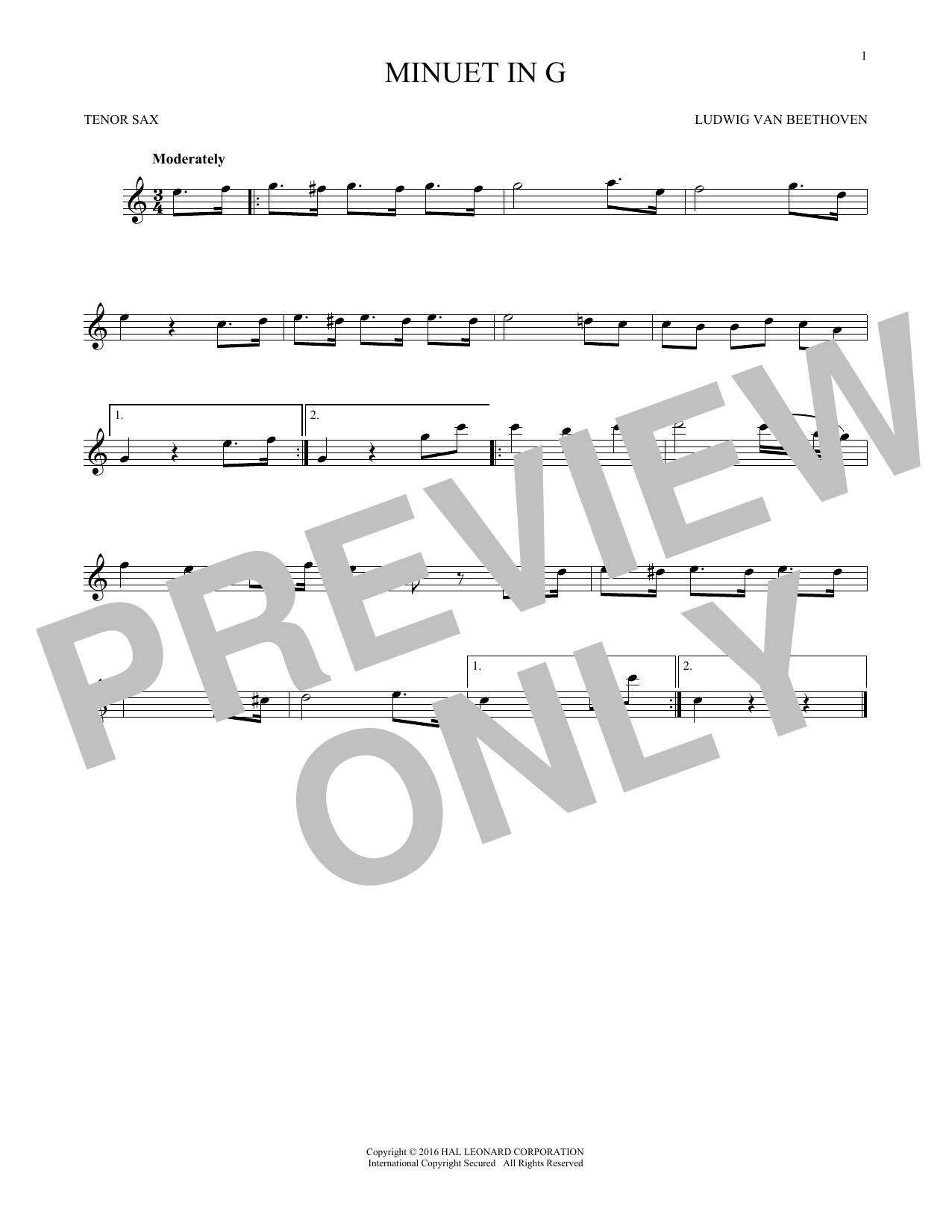 Product gallery: Page 1 of 1 Minuet In G, Johann Sebastian Bach