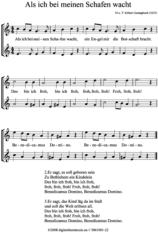Product picture to: Als ich bei meinen Schafen wacht Weihnachtslied (sehr leicht)