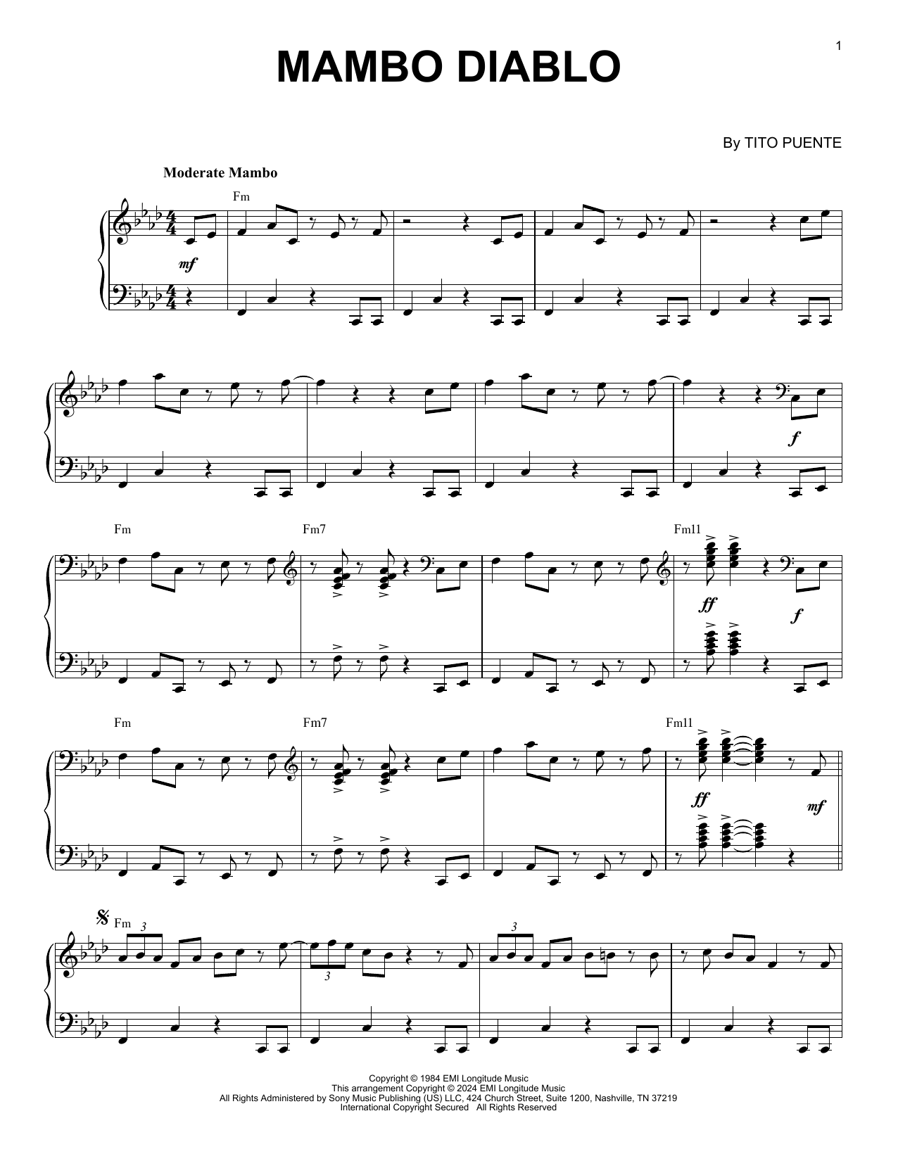 Produktgalerie: Seite 1 von 1 Mambo Diablo (arr. Brent Edstrom), Tito Puente, Klavier