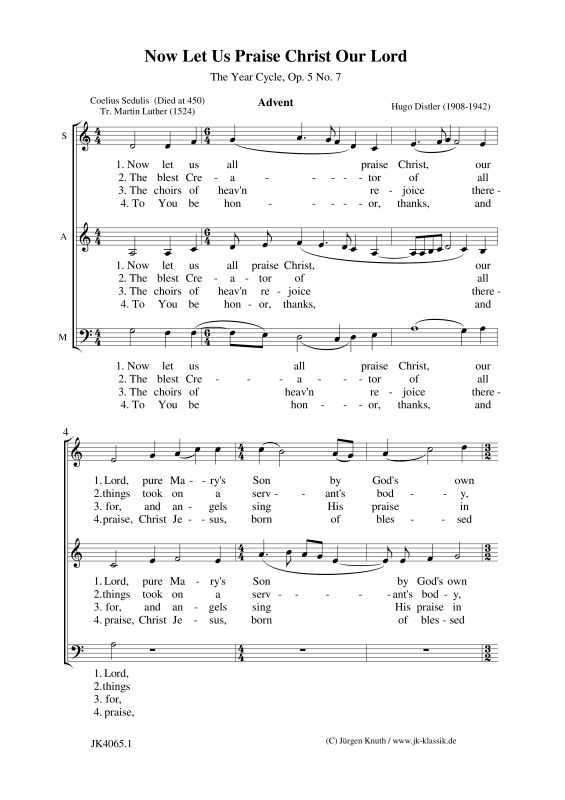 gallery: Now Let Us Praise Christ Our Lord (The Year Cycle, Op. 5 No. 7), , (Gemischter Chor 3-st. SAM)