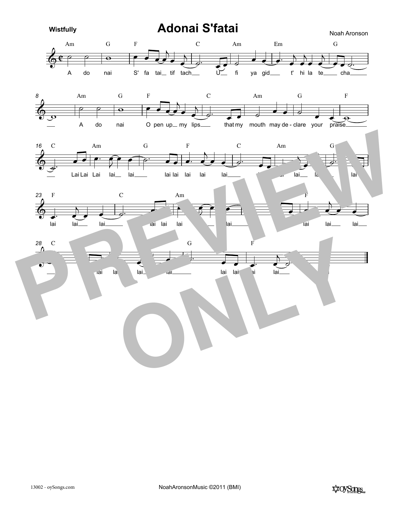 Produktgalerie: Seite 1 von 1 Adonai S'fatai, Noah Aronson, Melodieinstrument