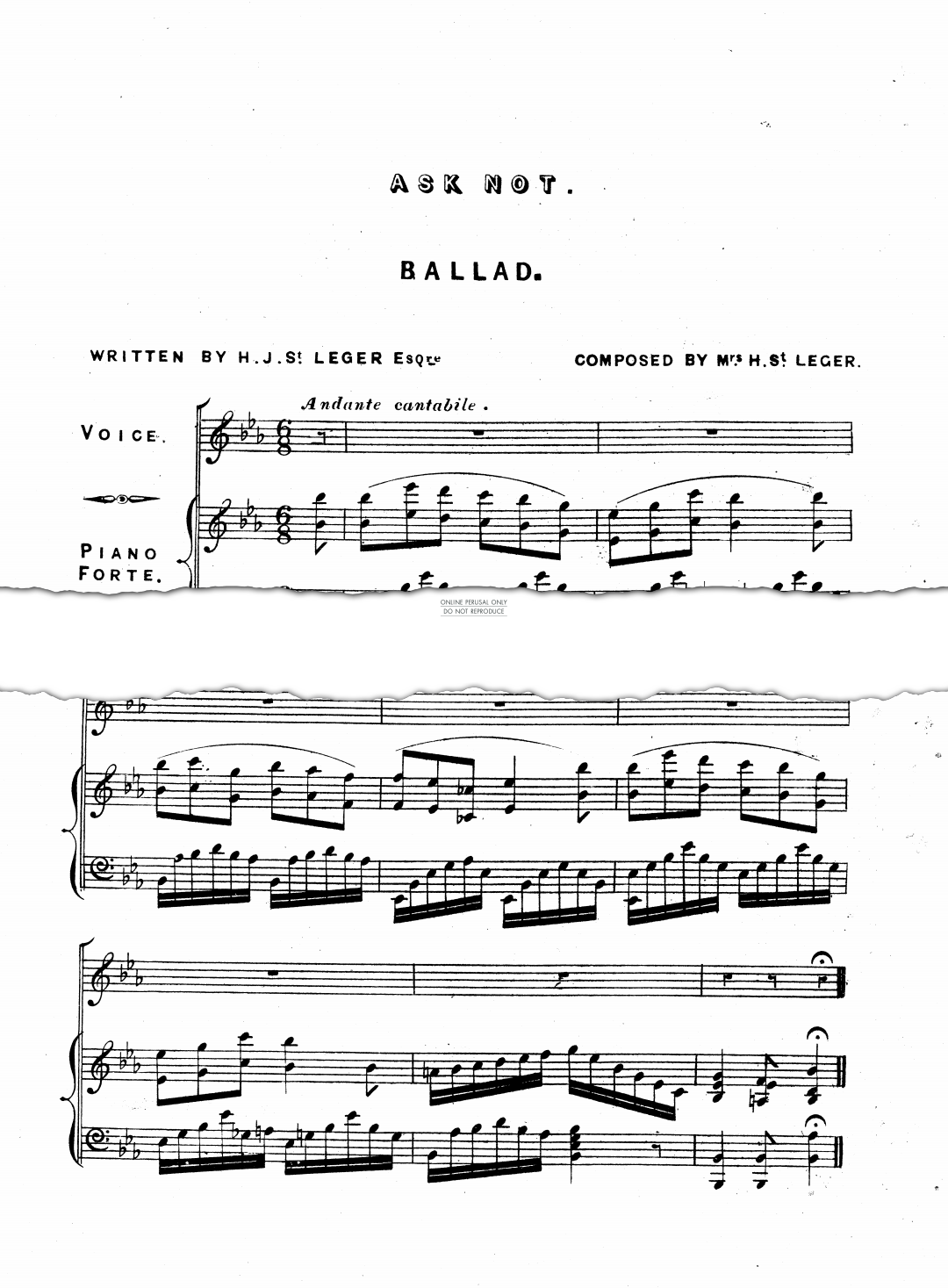 Produktgalerie: Seite 1 von 1 Ask Not, Mrs H. St. Ledger, Gesang, Klavier