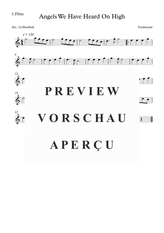 gallery: Angels We Have Heard On High, , Flute Quartet 3x Flute and Bass Flute