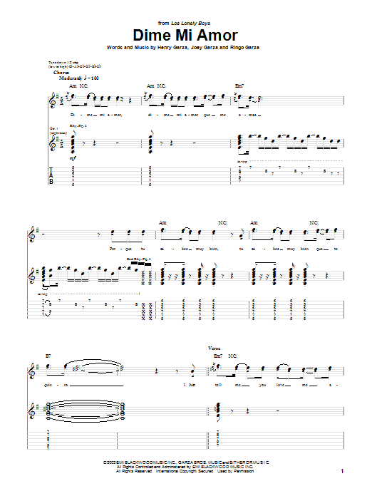 Produktgalerie: Seite 1 von 1 Dime Mi Amor, Los Lonely Boys, Gitarre