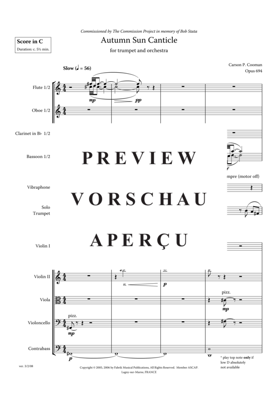 Product gallery: Page 4 of 21 Autumn Sun Canticle , , (trumpet solo + orchestra) with individual parts