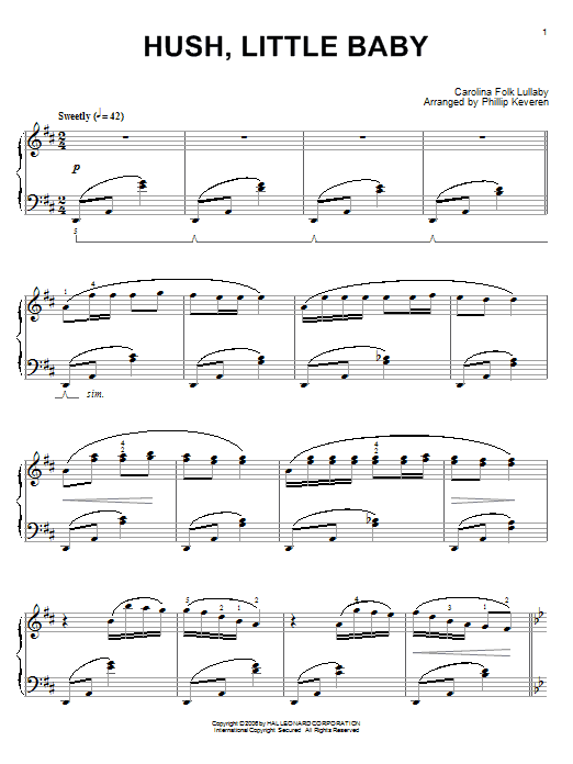 Product picture to: Hush Little Baby (arr. Phillip Keveren)