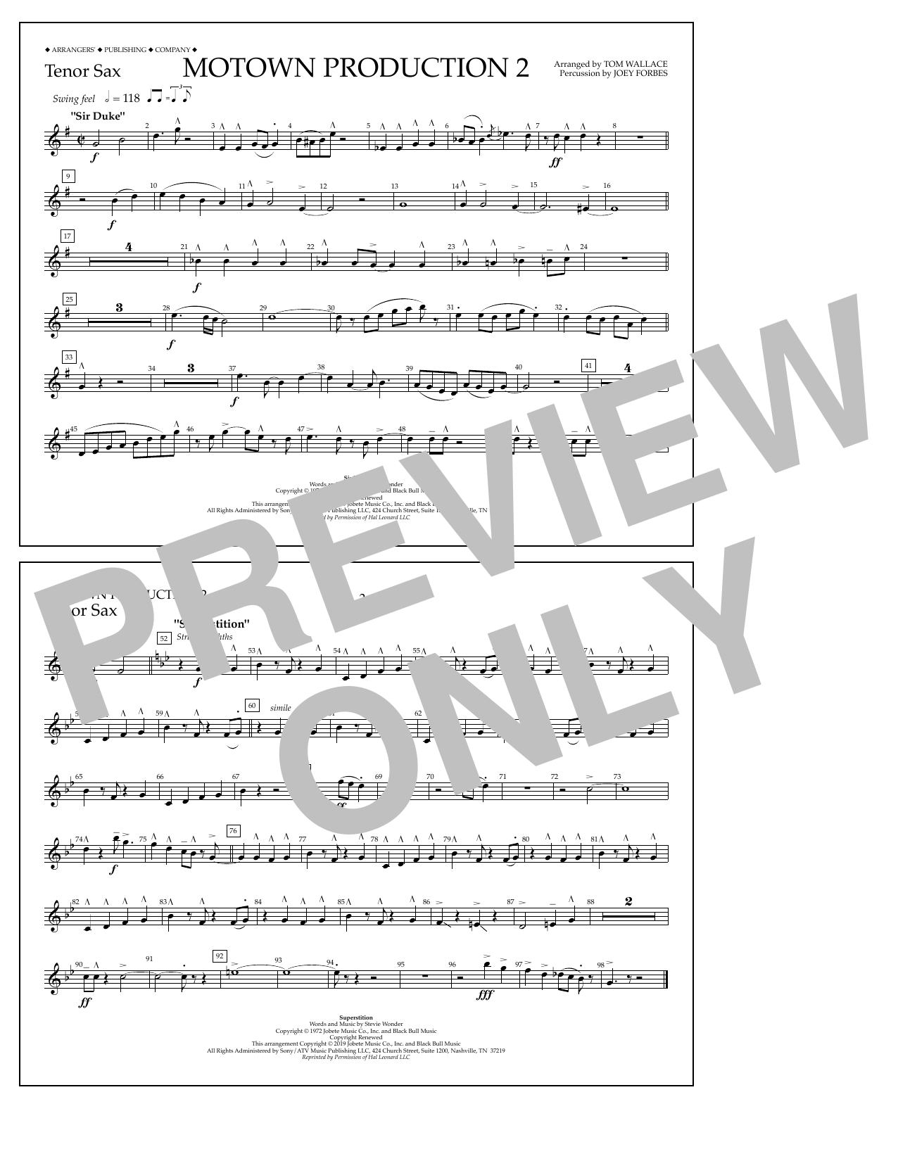Produktbild zu: Motown Production 2 (arr. Tom Wallace) - Tenor Sax