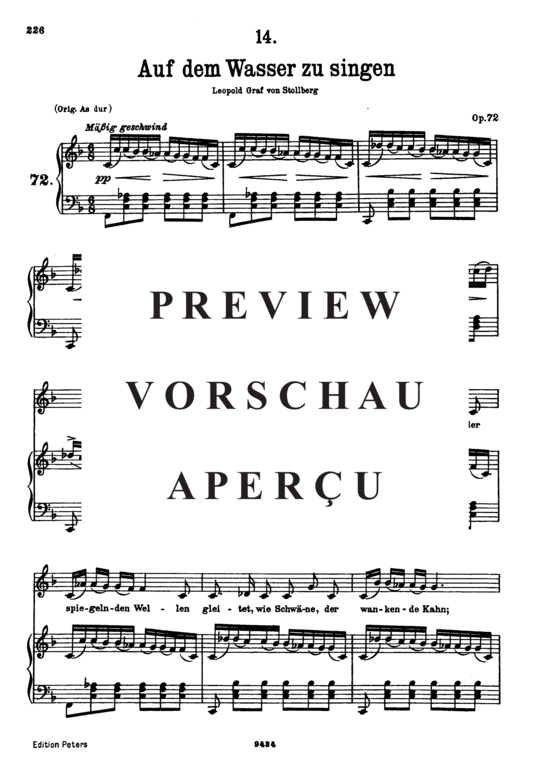 gallery: Auf dem Wasser zu singen D.774 , , (Gesang tief + Klavier)
