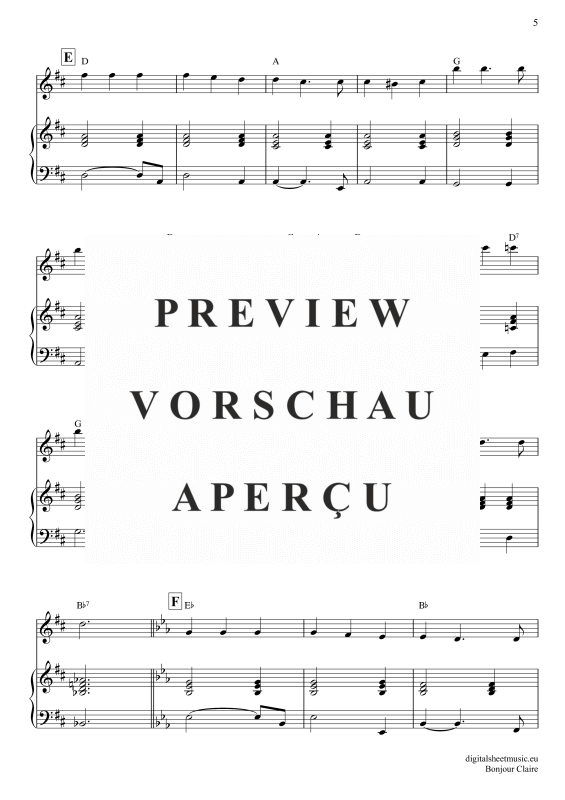 Produktgalerie: Seite 6 von 7 Bonjour Claire, Traditional, Gesang mit Klavierbegleitung