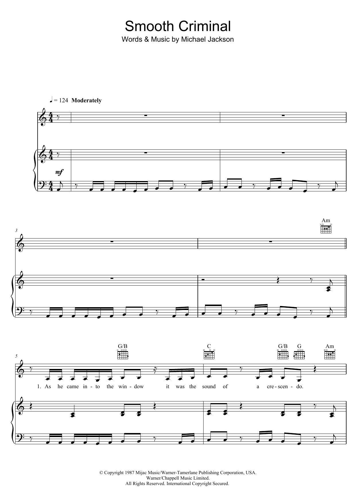 Produktgalerie: Seite 1 von 1 Smooth Criminal, Michael Jackson, Gesang, Gitarre, Klavier