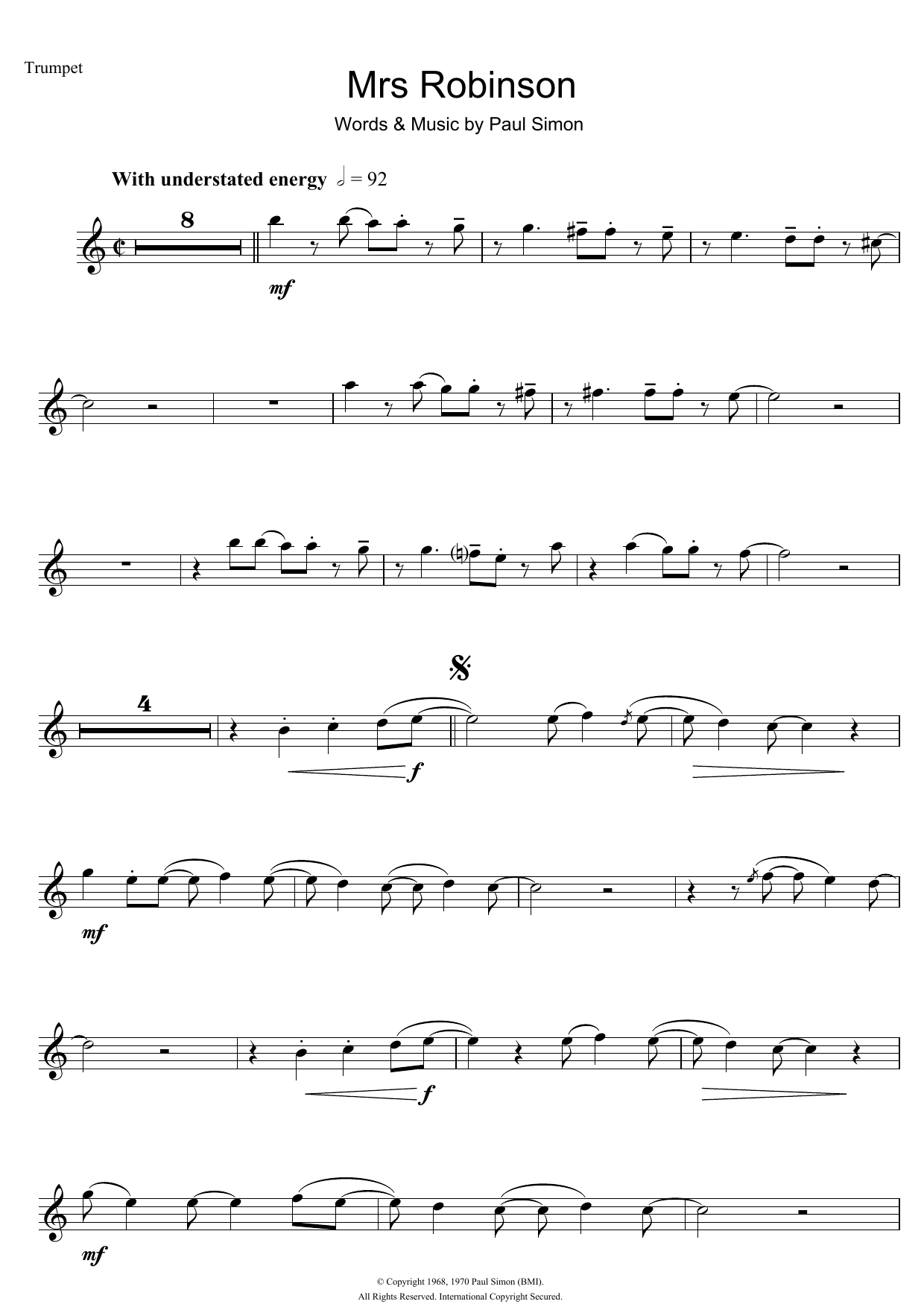 Produktgalerie: Seite 1 von 1 Mrs. Robinson, Simon & Garfunkel, Trompete