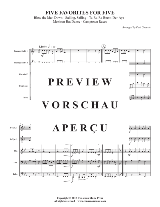 Produktgalerie: Seite 3 von 17 Five Favorites for Five , , (Blechbläserquintett)