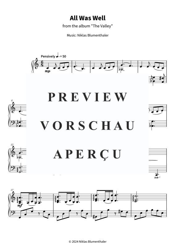 gallery: All Was Well - from the album The Valley, Niklas Blumenthaler, (Klavier Solo)