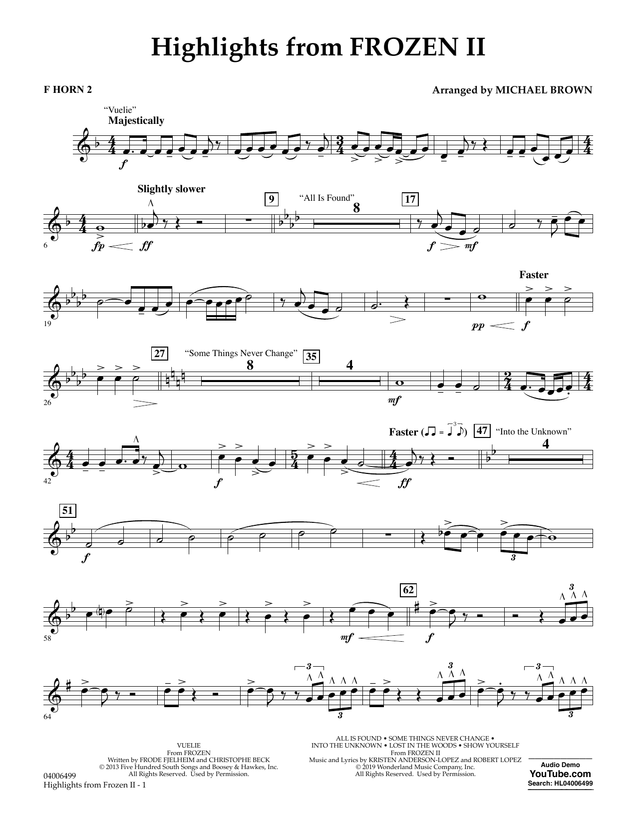 Produktbild zu: Highlights from Disney's Frozen 2 (arr. Michael Brown) - F Horn 2