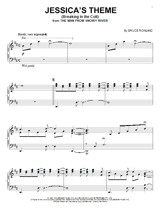 Product gallery: Page 1 of 1 Jessica's Theme (Breaking In The Colt) (from The Man From Snowy River), Bruce Rowland