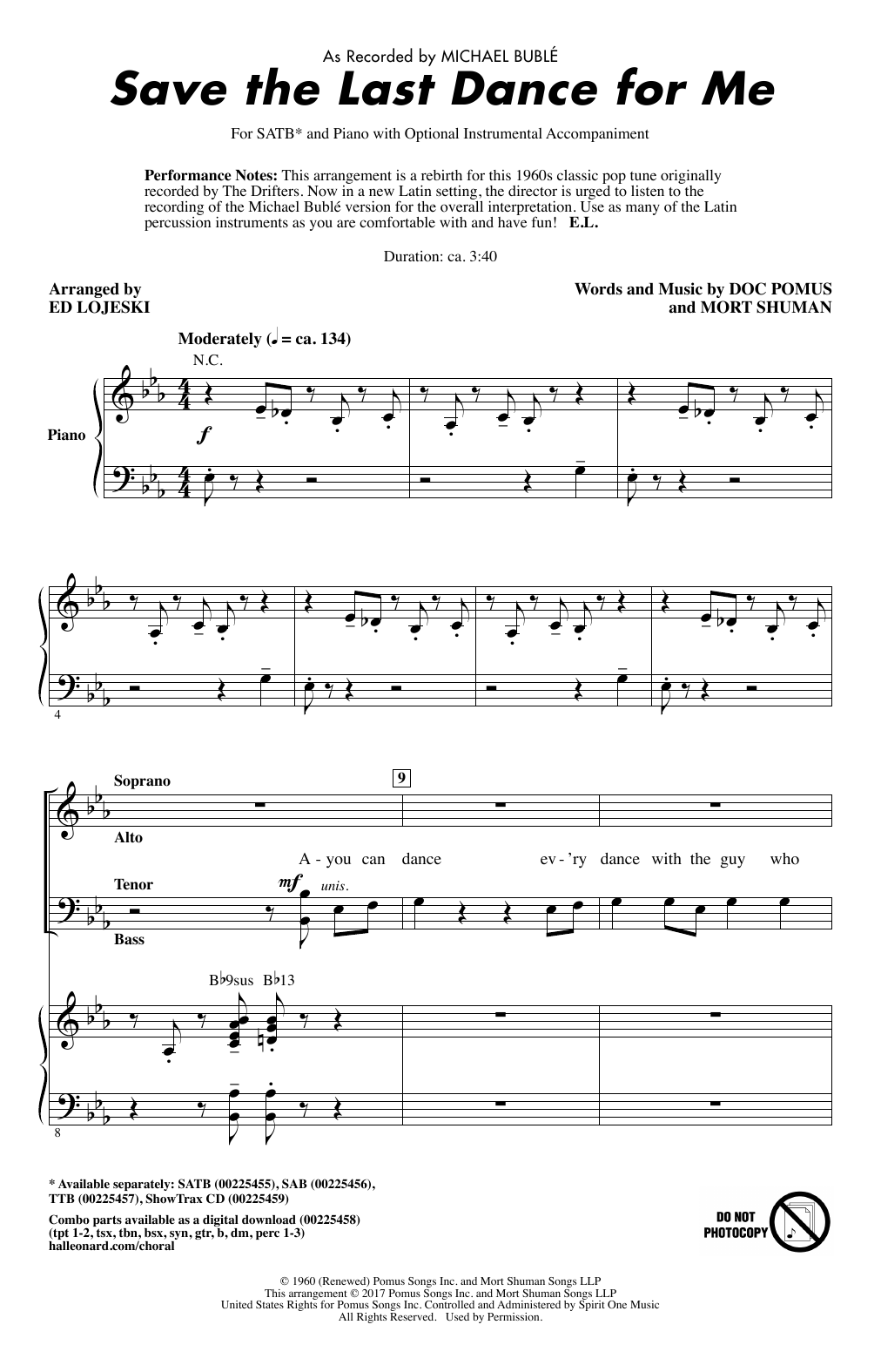 Produktgalerie: Seite 1 von 1 Save The Last Dance For Me (arr. Ed Lojeski), Michael Bublé, Chor