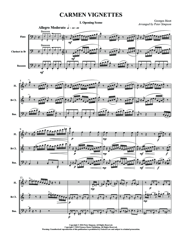 Product gallery: Page 1 of 11 Carmen Vignettes, , (woodwind trio flute, clarinet and bassoon)