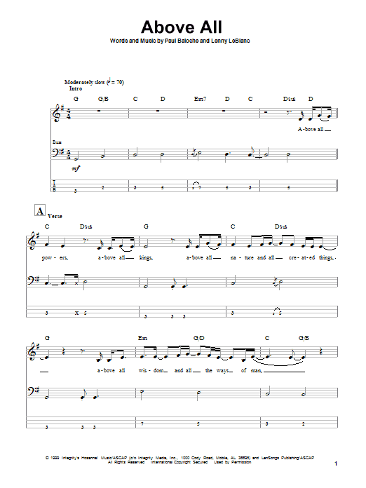 Produktgalerie: Seite 1 von 1 Above All, Paul Baloche, E-Bass