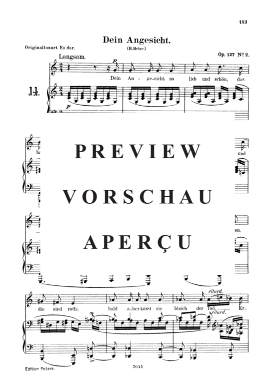 gallery: Dein Angesicht, Op.127 No.2 , , (Gesang tief + Klavier)