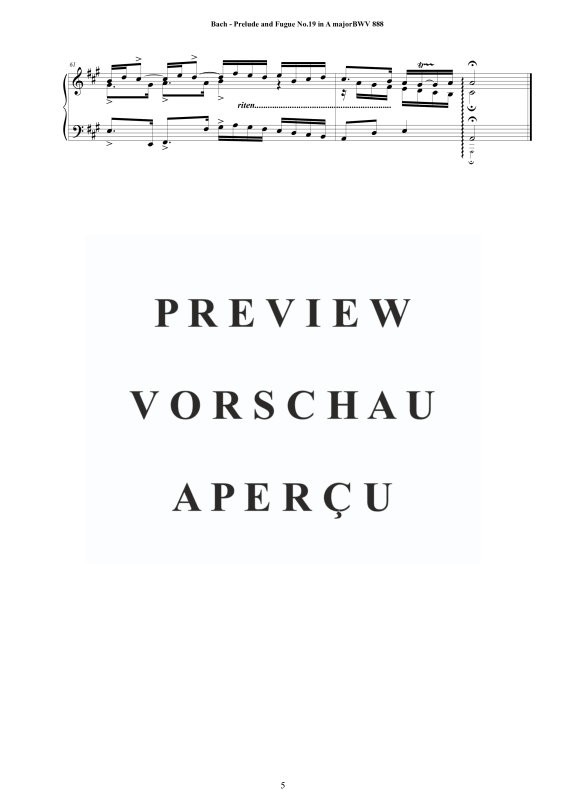 Product gallery: Page 6 of 6 Prelude and Fugue No. 19 in A major BWV 888, , Solo Piano