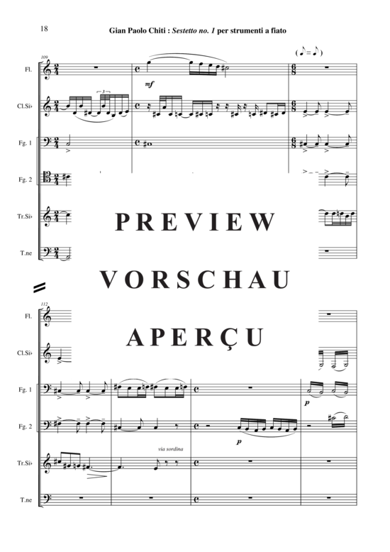Product gallery: Page 19 of 21 Sestetto no.1 , , (flute, clarinet, 2x bassoon, trumpet, trombone)