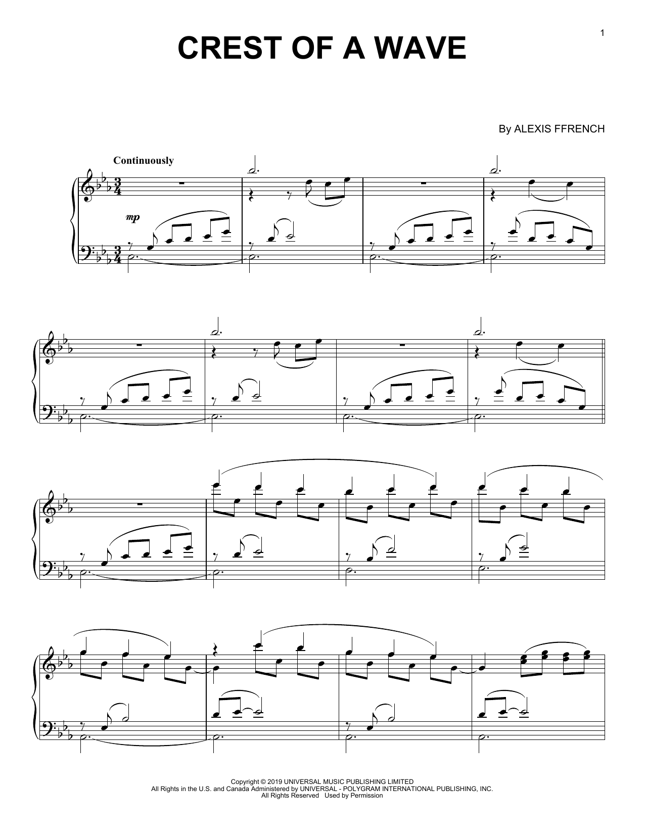Produktgalerie: Seite 1 von 1 Crest Of A Wave, Alexis Ffrench, Klavier
