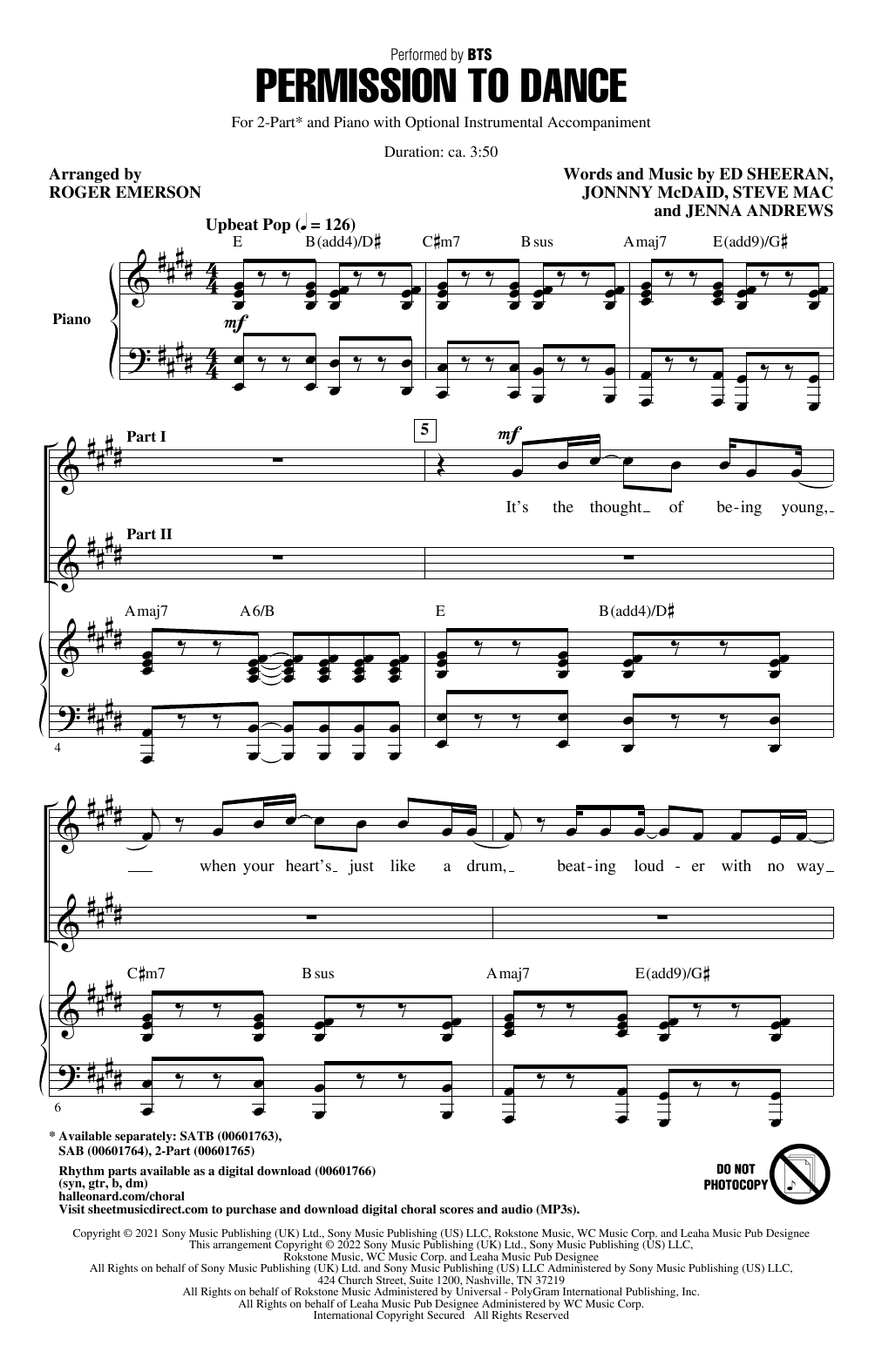 Product picture to: Permission To Dance (arr. Roger Emerson)