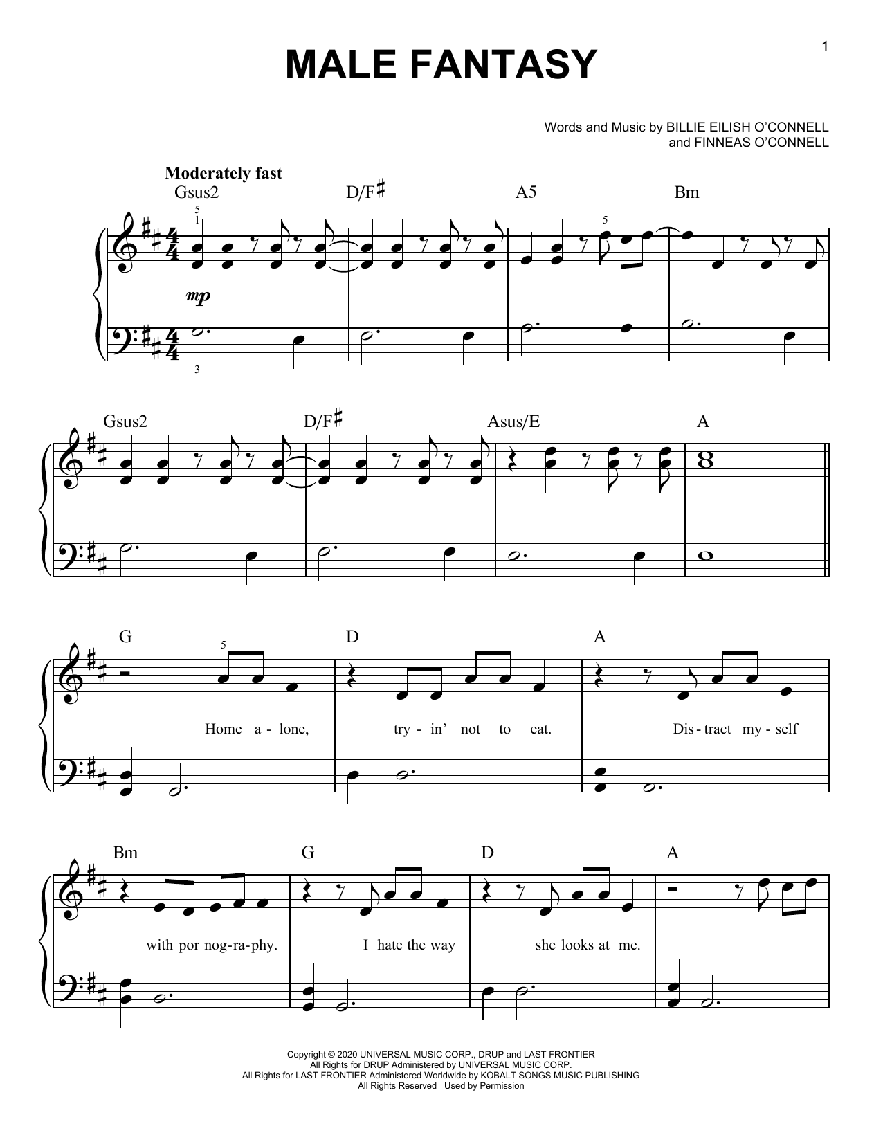 Produktgalerie: Seite 1 von 1 Male Fantasy, Billie Eilish, Klavier