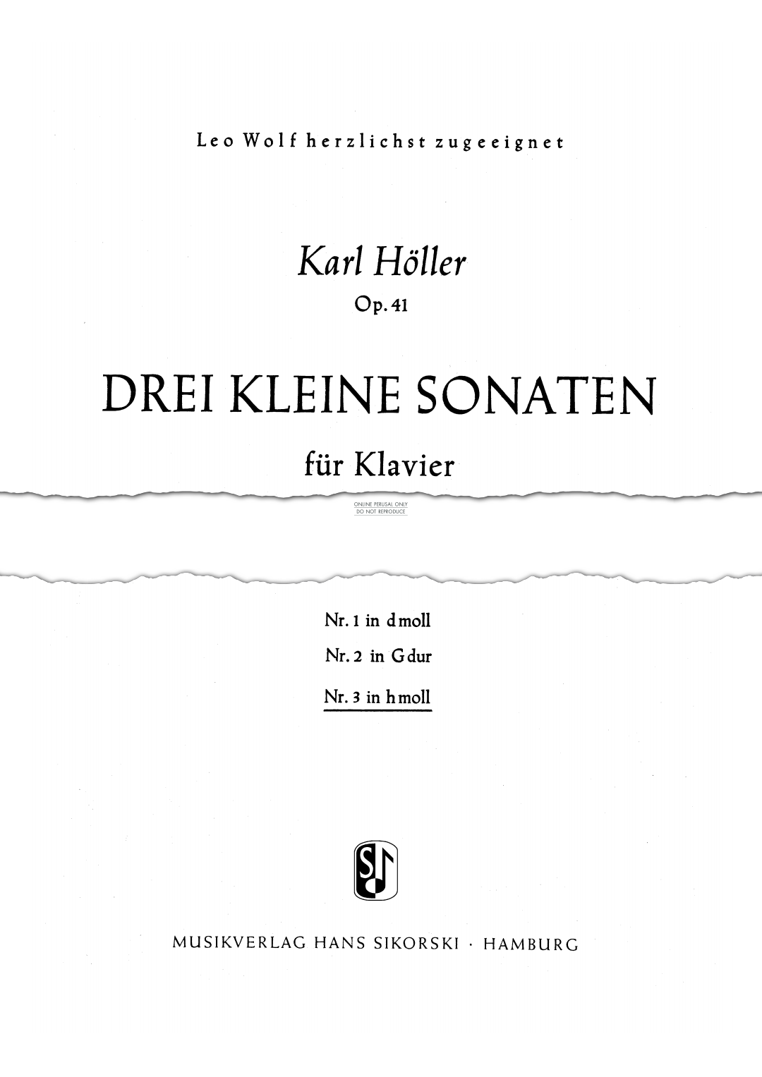 Produktgalerie: Seite 1 von 1 Little Sonata No. 3, Karl Höller, Klavier